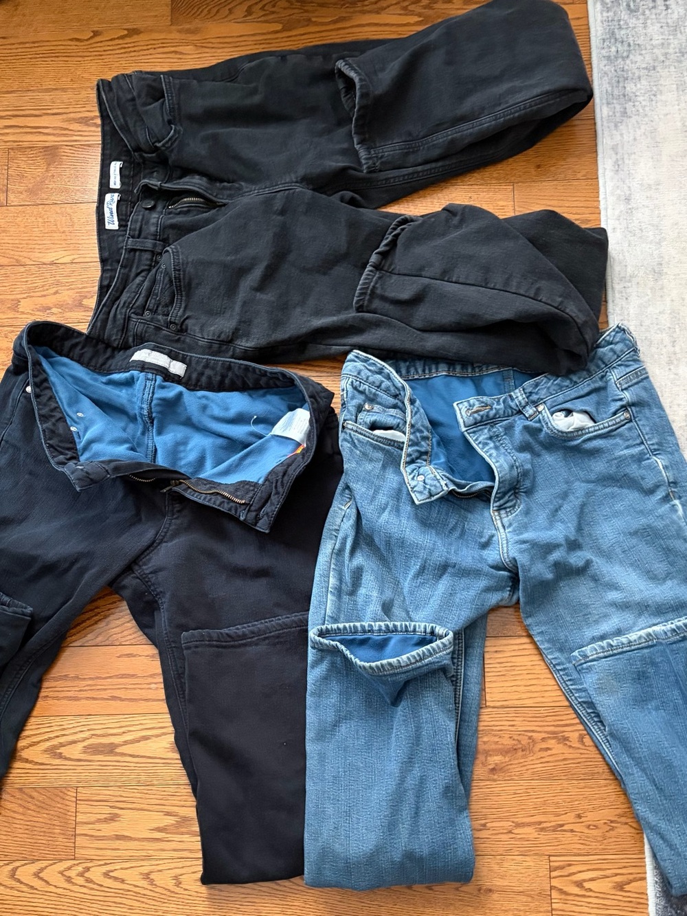 Women’s Boot Cut Jeans in Black and Light Blue Fleece Lined for cold winters